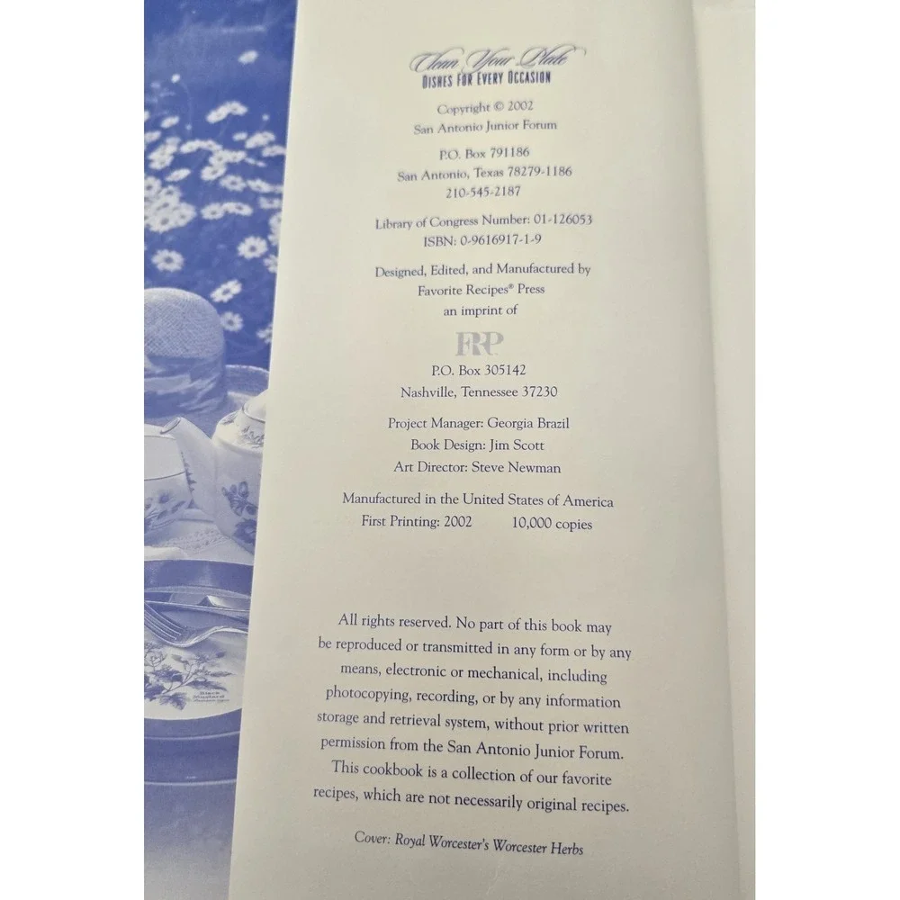 Clean Your Plate Dishes For Every Occasion Junior Forum Of San Antonio Cookbook